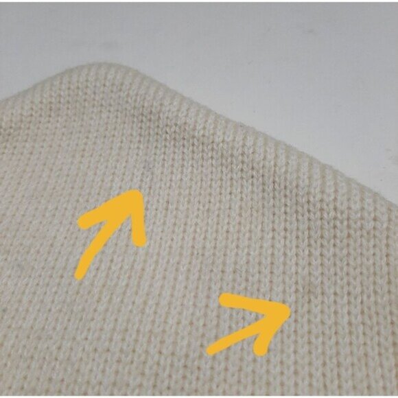 Retro 80's GORDINI 100% Wool Intarsia Stripe Pattern Knit Beanie Hat White OS - Picture 6 of 15